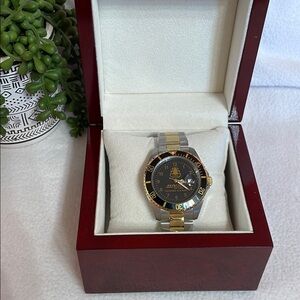 Black and Silver Luxury Watch with Metal Bracelet